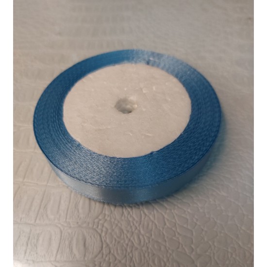 Лента атласная однотонная 1,2 см*25 ярдов цв. голубой 20, цена за катушку